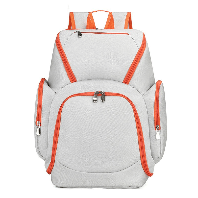 Waterproof lightweight large capacity football backpack SF0870 with orange accents, durable nylon, and air cushion belt system.
